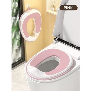Reductor WC pentru copii Little Mom Pink, design ergonomic, antiderapant, cu suport de agatare, compatibilitate universala, pentru copii cu varsta pana la 7 ani, protectie impotriva stropilor imagine