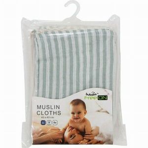 Set 4 lavete din muselina Bubaba Green Stripes 40x40 cm imagine