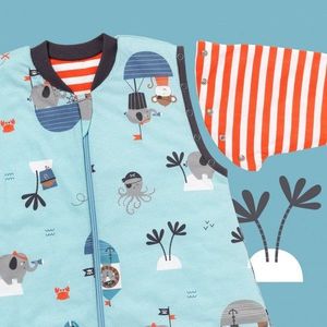 Sac de dormit cu picioruse si maneca lunga detasabila Pirate 100 cm + manseta 1.0 Tog imagine