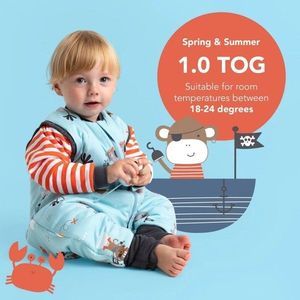 Sac de dormit cu picioruse si maneca lunga detasabila Pirate 110 cm + manseta 1.0 Tog imagine