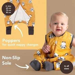 Sac de dormit cu picioruse si maneca lunga detasabila Panda 60 cm + manseta 1.0 Tog imagine