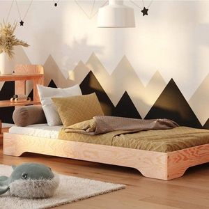 Pat pentru copii Montessori, Little Amy, Furby, Natur, 90x180 cm imagine