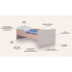 Pat pentru copii alb, cu saltea, 2-12 ani, 160x80 cm imagine