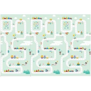 Covoras de joaca pliabil, cu doua fete pentru copii Panda Street, realizat din spuma xpe, dimensiune 180 x 200 cm, protectie impotriva loviturilor, potrivit pentru interior si exterior imagine