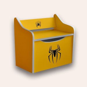 Bancuta pentru copii cu spatiu de depozitare Spiderman galben imagine