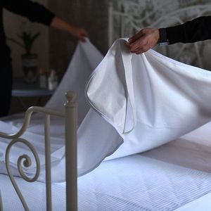 Protectie impermeabila pentru saltea Homibon Alb 200x200 cm, anti acarieni, lavabila la masina, bumbac cu membrana TPU imagine