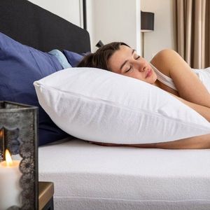 Fata de perna impermeabila cu fermoar Homibon Alb 50x70 cm, lavabila la masina, bumbac cu membrana TPU imagine