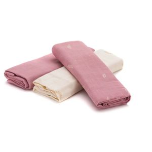 Set 3 scutece din muselina Fillikid Flowers din bambus si bumbac 75x75 cm imagine