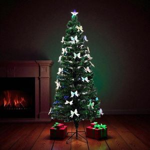Brad artificial cu fibra optica si fundite, 180 cm, stea, lumini multicolor, suport metalic imagine