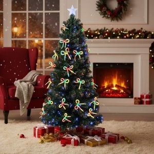 Brad artificial Craciun, fibra optica multicolor, 36 funde, stea in varf, inaltime 180 cm imagine