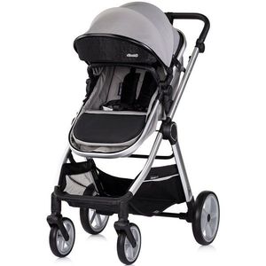 Carucior 2 in 1 pentru copii Chipolino Vista Cloud Grey, transformabil, cadru din aluminiu, sezut reversibil, maner reglabil, suspensii, husa de picioare, geanta, greutate suportata 22 kg imagine