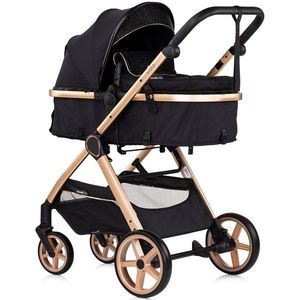 Carucior 3 in 1 pentru copii Chipolino Vista Blackberry, transformabil, cadru din aluminiu, sezut reversibil, maner reglabil, suspensii, husa de picioare, geanta, greutate suportata 22 kg imagine