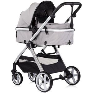 Carucior 3 in 1 pentru copii Chipolino Vista Cloud Grey, transformabil, cadru din aluminiu, sezut reversibil, maner reglabil, suspensii, husa de picioare, geanta, greutate suportata 22 kg imagine