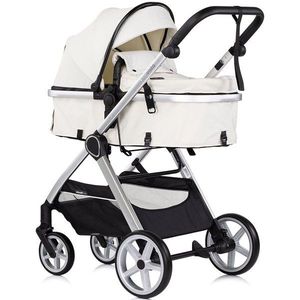 Carucior 3 in 1 pentru copii Chipolino Vista Biscotta, transformabil, cadru din aluminiu, sezut reversibil, maner reglabil, suspensii, husa de picioare, geanta, greutate suportata 22 kg imagine