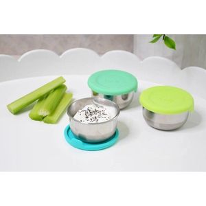Set 3 recipiente mini Melii bleu mint lime din inox cu capac silicon imagine