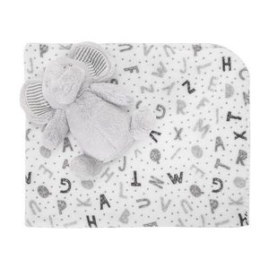 Paturica moale cu jucarie din plus Nappy Elefant Grey 90 x 75 cm 0 luni+ imagine