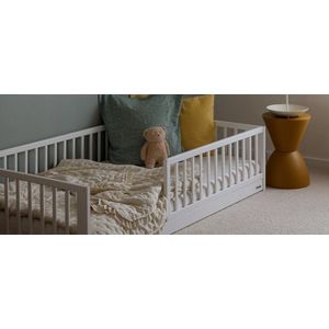 Pat pentru copii Woodies din lemn Montessori white 160x80 cm imagine