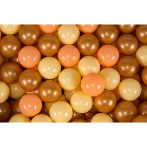 Set 200 bile din plastic 7 cm MeowBaby pentru centru de joaca piersica, galben pastel si auriu imagine