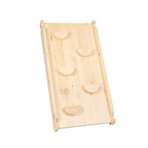 Tobogan si perete de catarare Meowbaby 2 in 1 din lemn natural imagine