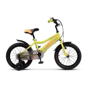 Bicicleta pentru copii Rich R1605A, roti 16 inch, 4-6 ani, VerdePortocaliu imagine
