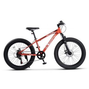 Bicicleta pentru copii Ecarpat Ride S24109C Portocaliu, 24 inch, echipare Shimano, anvelope late, furca cu suspensie, frane disc, 7 viteze imagine