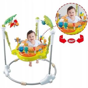 Jumper interactiv pentru copii Matadi Green, cu lumini si sunete, sezut rotativ 360, inaltime ajustabila, dimensiune 95 x 72 x 72 cm imagine