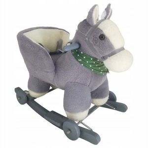 Calut balansoar interactiv pentru copii Matadi, prevazut cu roti, spatar si efecte sonore realiste, realizat din plus grey, dimensiune 65 x 50 x 36cm imagine