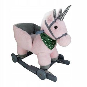 Calut balansoar interactiv pentru copii Matadi, prevazut cu roti, spatar si efecte sonore realiste, realizat din plus pink unicorn, dimensiune 65 x 50 x 36cm imagine
