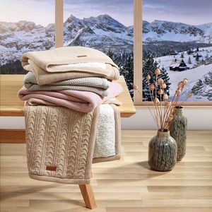 Paturica pentru copii Babyono Bej din bumbac cu polar 75x100 cm imagine