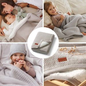Paturica pentru copii Babyono Gri din bumbac cu polar 75x100 cm imagine
