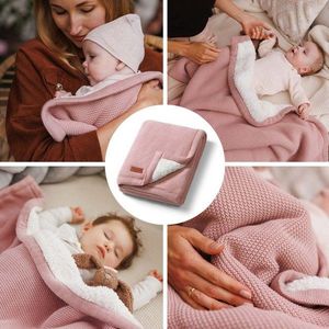Paturica pentru copii Babyono Roz din bumbac cu polar 75x100 cm imagine