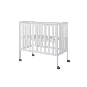 Patut din lemn Nichiduta Bambi Alb 100x50 cm cu laterala culisanta, roti cu blocare, margine din silicon pentru protectie dintisori, design modern, margini rotunjite, 3 nivele de reglare somiera, vopsele si materiale sigure imagine