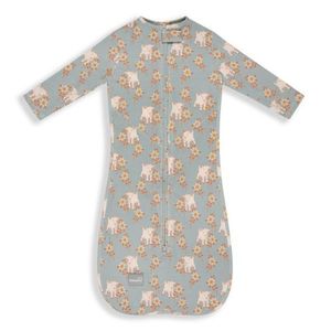 Saculet Swaddle pentru infasat din bumbac + caciulita Animale de epoca Sky Blue Sleepee imagine