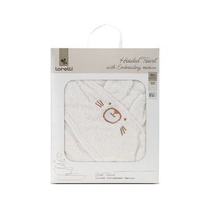 Prosop de baie cu gluga si broderie 90 x 90 cm din bumbac 0 luni+ White imagine