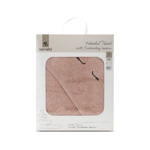 Prosop de baie cu gluga si broderie 90 x 90 cm din bumbac 0 luni+ Smoke Rose imagine