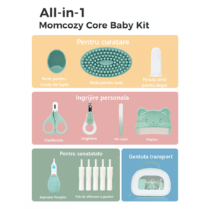 Set ingrijire nou nascut Baby 14 piese Momcozy All in 1 core Baby Kit imagine