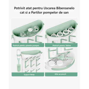 Suport vertical pentru uscare biberoane premium pentru 18 biberoane si accesorii de alaptare Momcozy imagine