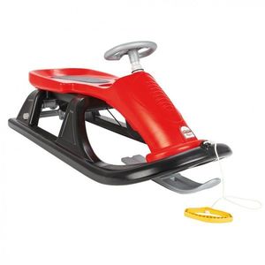 Sanie pentru copii Pilsan Super Snow Red cu volan, sistem de franare, design ergonomic, rezistenta la inghet -32grade, greutate admisa 100kg, snur cu maner inclus imagine