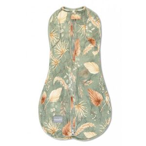 Saculet swaddle pentru infasat + caciulita Second Step Boho Green Sleepee imagine