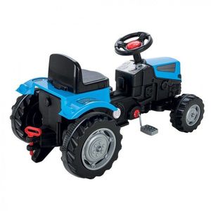 Tractor cu pedale pentru copii Pilsan Power Blue, transmisie pe lant, volan cu claxon, scaun reglabil cu spatar, de la 3 ani pana la 50 kg imagine