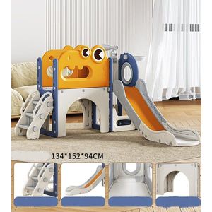 Spatiu de joaca pentru copii Nichiduta Garden bluewhite de interiorexterior, tobogan cu rampa de alunecare lina, balustrade de sustinere, cu scari, robust si stabil, dimensiune 134 x 152 x 94 cm imagine