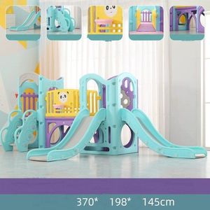 Complex de joaca pentru copii Nichiduta Garden No 5, cu pod suspendat, tobogane, cos de baschet integrat, manere de sprijin, tunel secret, dimensiune 370 x 198 x 145 cm imagine