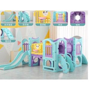 Complex de joaca pentru copii Nichiduta Garden No 6, cu tobogane, pod suspendat, manere de sprijin, tunel secret, cos de baschet, dimensiune 198 x 145 x 228 cm imagine