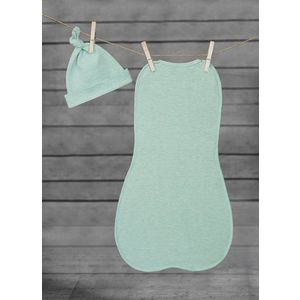Saculet swaddle pentru infasat nou nascut + caciulita First Step Menta Sleepee imagine