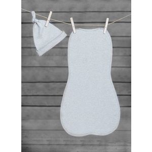 Saculet swaddle pentru infasat din bumbac + caciulita Second Step gri deschis Sleepee imagine