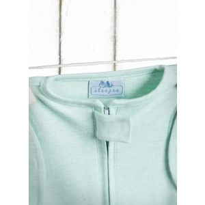 Saculet swaddle pentru infasat din bumbac + caciulita Second Step menta Sleepee imagine