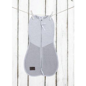 Saculet swaddle pentru infasat nou nascut + caciulita First Step gri inchisgri deschis Sleepee imagine