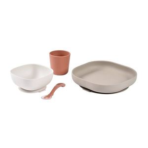 Set de masa din silicon Beaba 4 piese Terracotta imagine