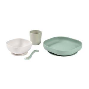 Set de masa din silicon Beaba 4 piese Sage Green imagine