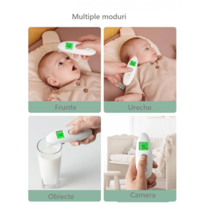 Termometru digital fara contact cu infrarosu pentru frunte si ureche Momcozy imagine